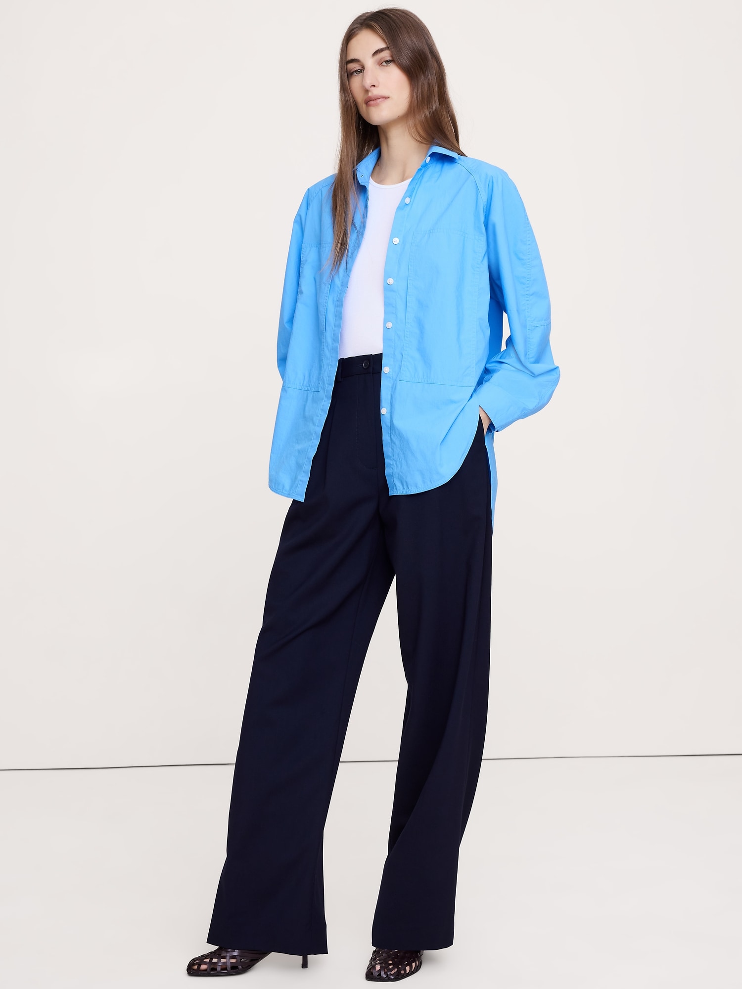 Image number 4 showing, Oversized Cotton Poplin Utility Pocket Shirt