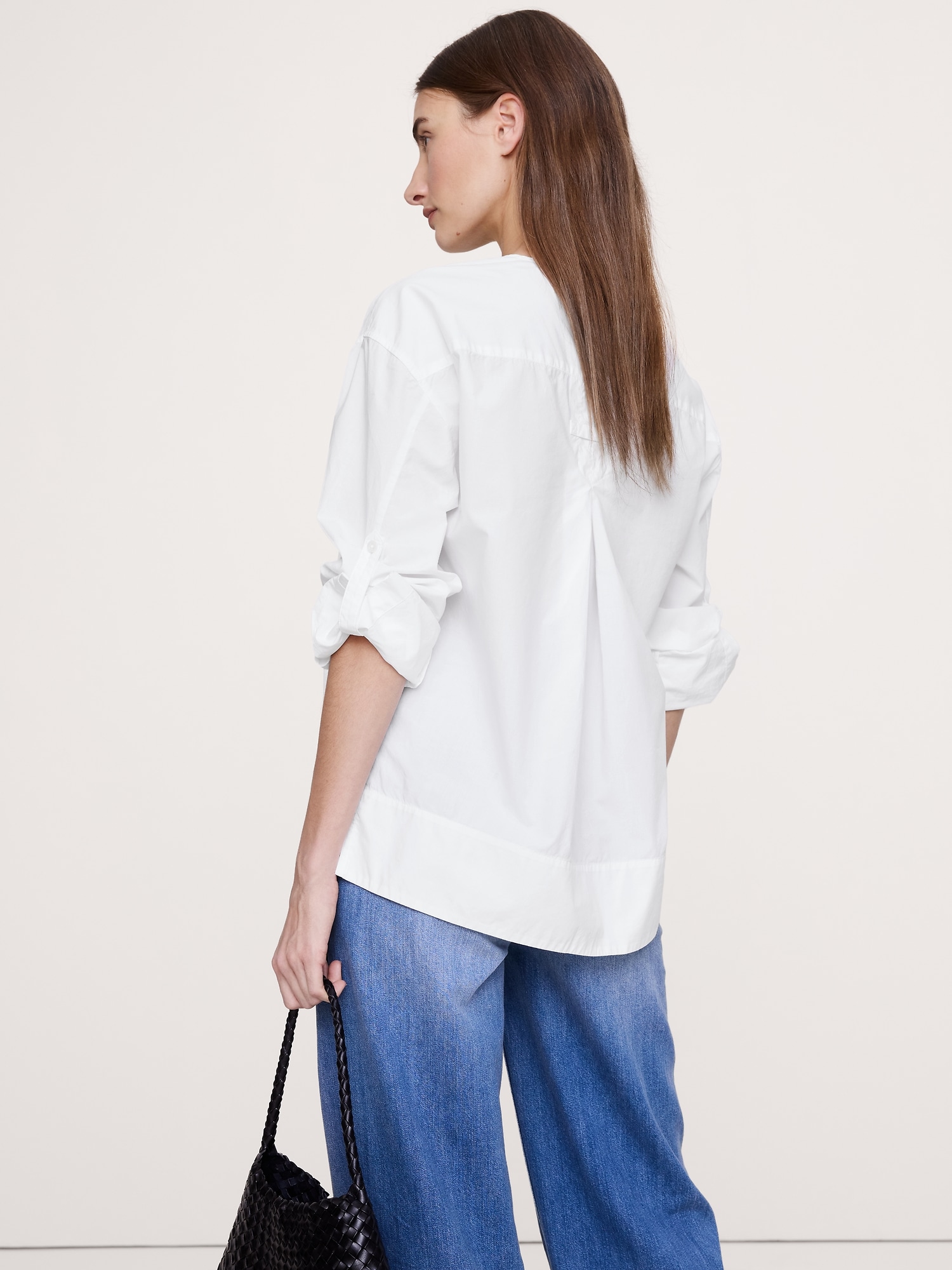 Image number 2 showing, Cotton Poplin Popover Top with Rolled Cuffs