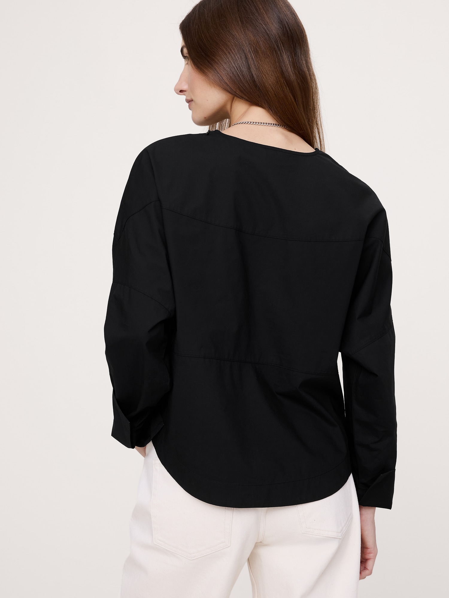 Image number 6 showing, Cotton Poplin Paneled Dolman Top