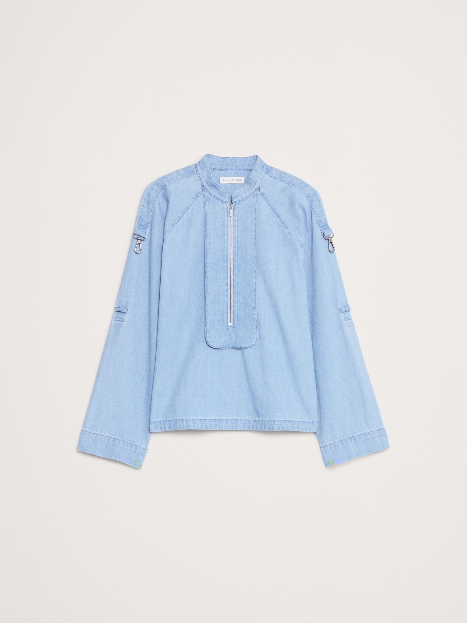 Chambray Zip Popover Top