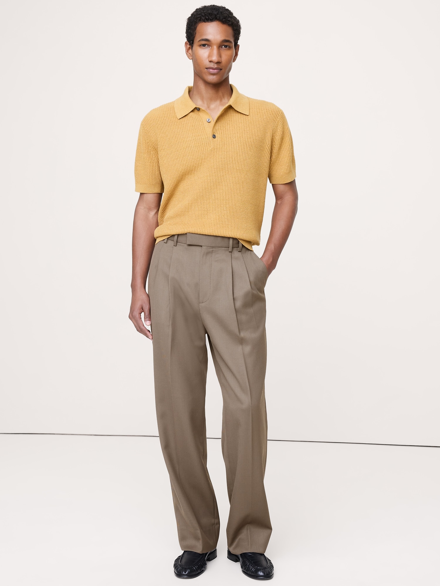 Straight Pleated Twill Dress Pant