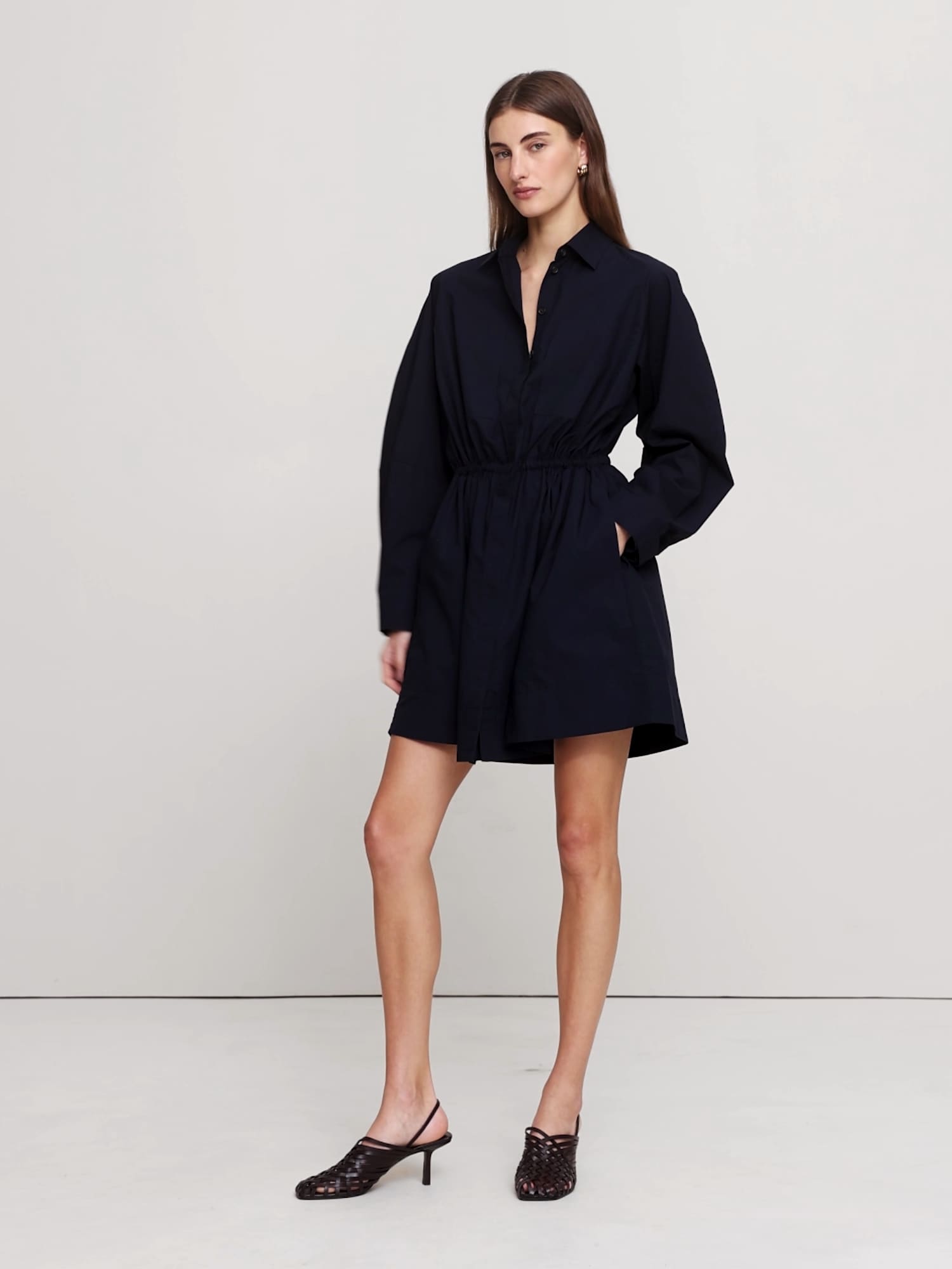 Cotton Poplin Mini Shirtdress