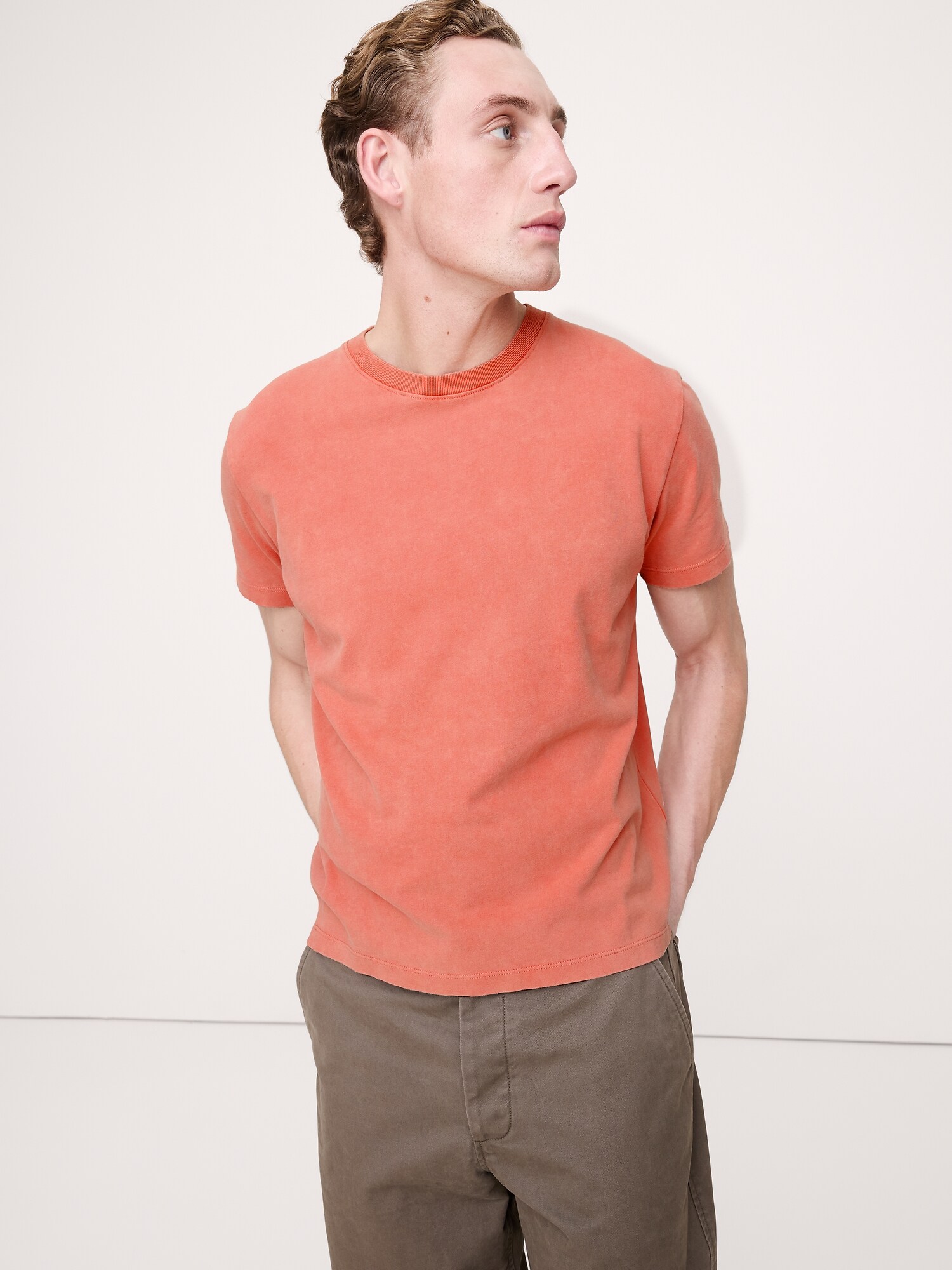 Sueded Cotton Crew-Neck T-Shirt