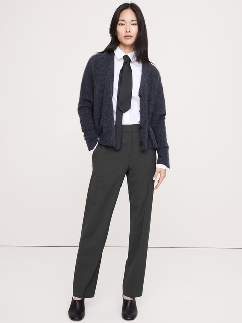 PANTALON ÉTROIT À TAILLE HAUTE LONGUEUR CHEVILLE EN LAINE ITALIENNE