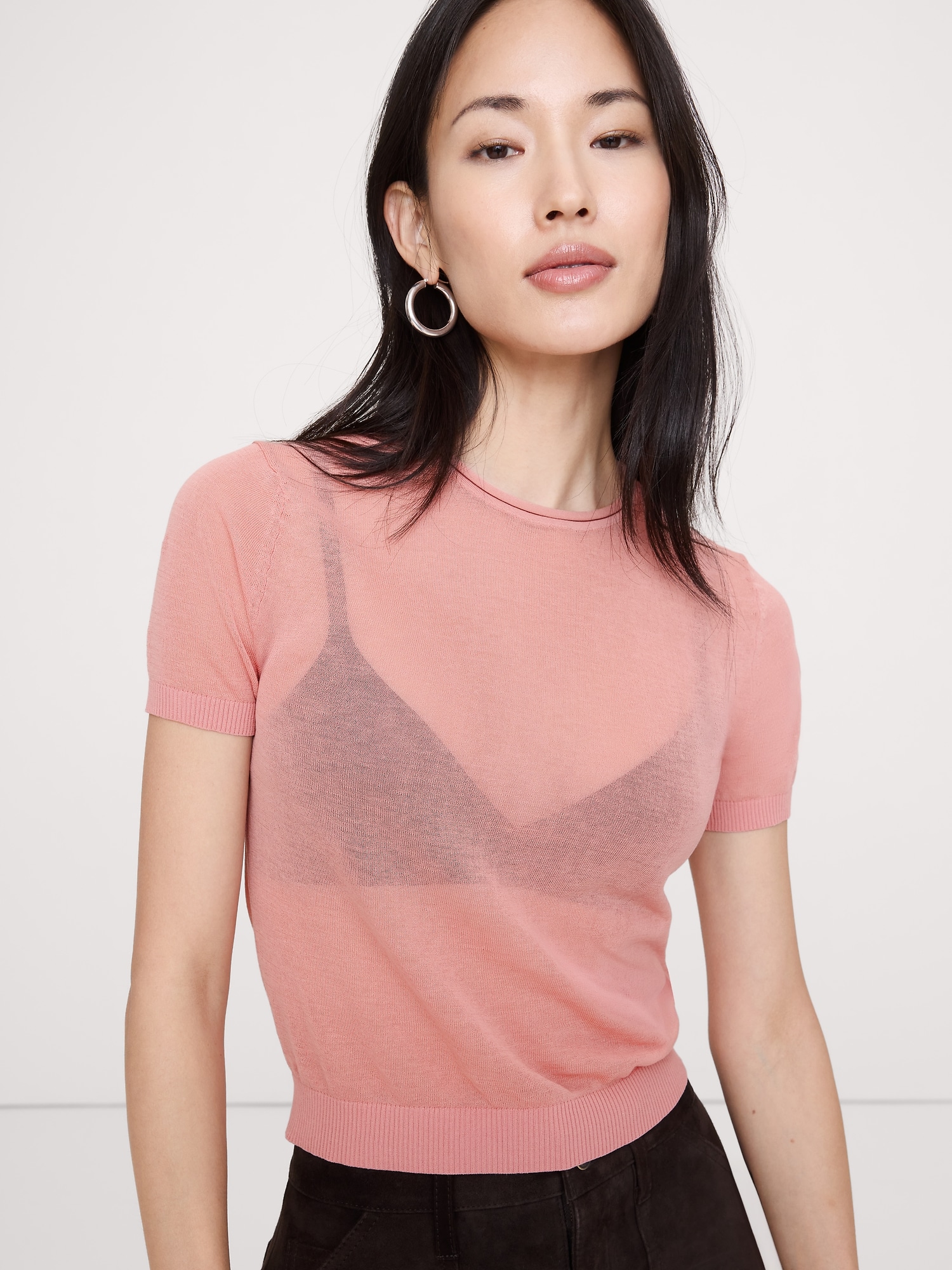 Sheer Ultra-Fine Cotton Sweater Tee