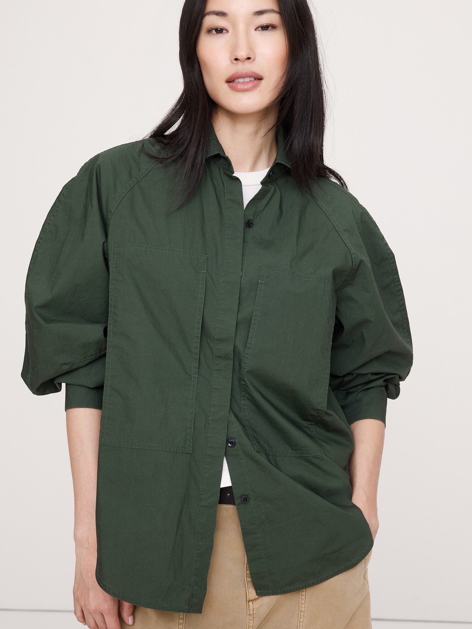 Image number 3 showing, Oversized Cotton Poplin Utility Pocket Shirt
