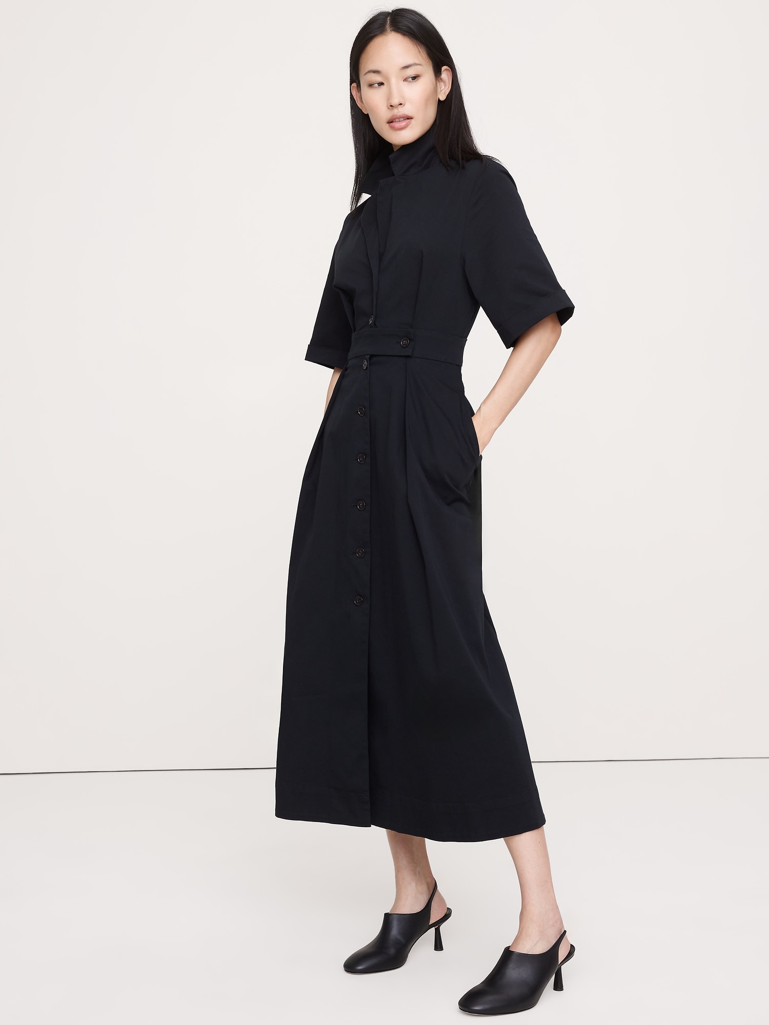 ROBE-CHEMISIER EN POPELINE EXTENSIBLE