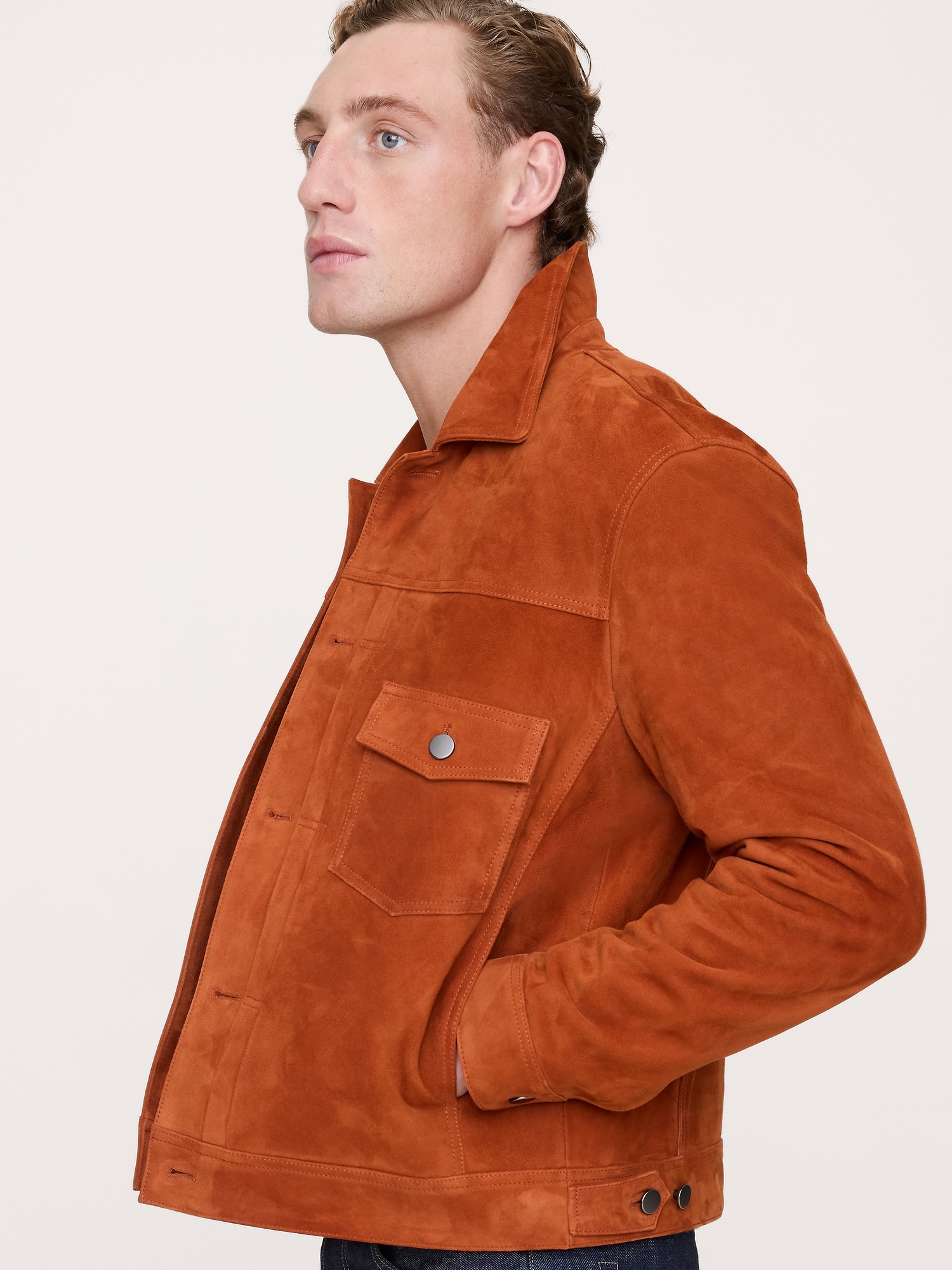 Image number 4 showing, Suede Trucker Jacket