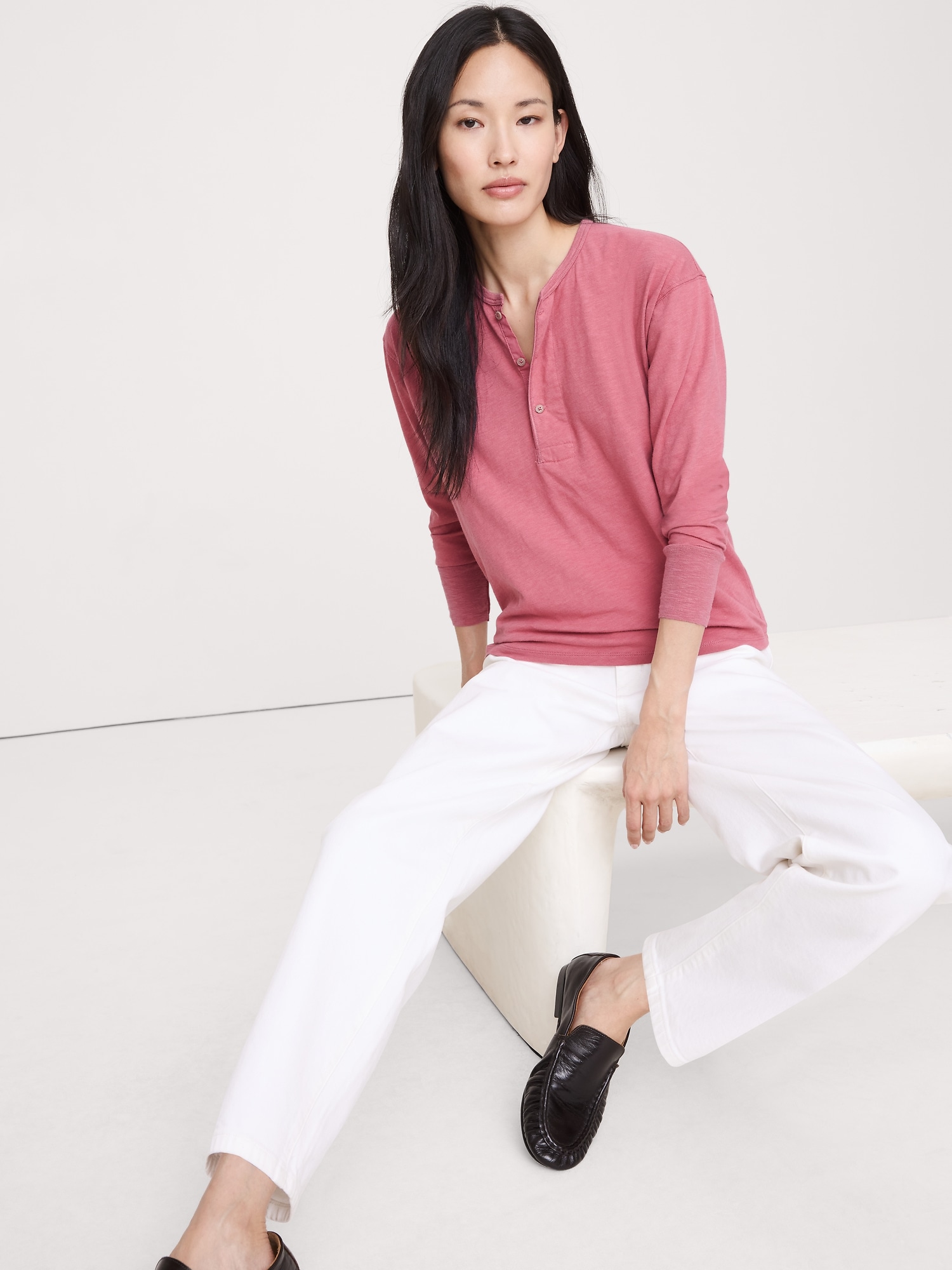 Cotton Slub Henley T-Shirt