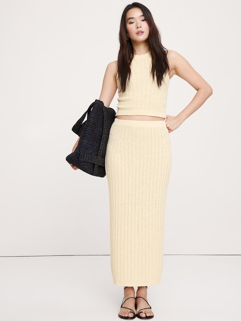 JUPE EN TRICOT DE COTON BOUCLÉ