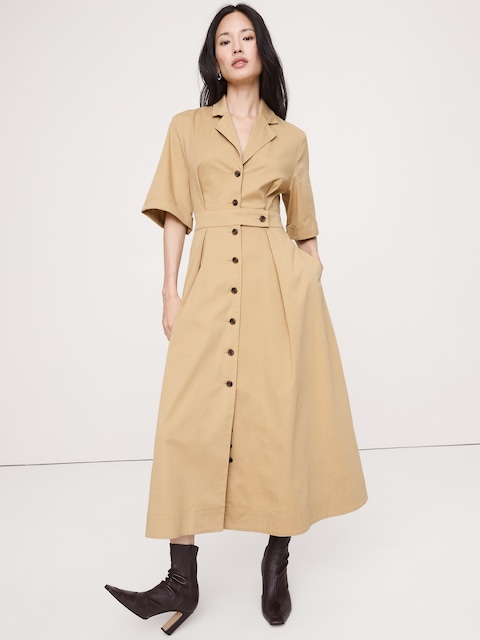 ROBE-CHEMISIER EN POPELINE EXTENSIBLE