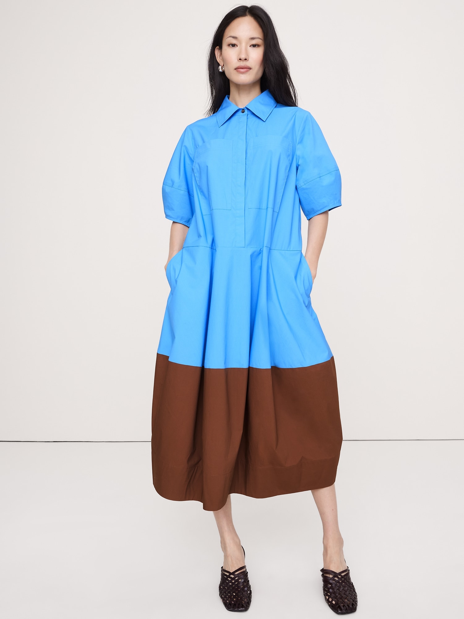 Cotton Poplin Barrel Shirt Dress
