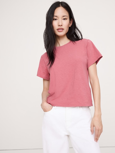 T-SHIRT RAS DU COU EN COTON FLAMMÉ