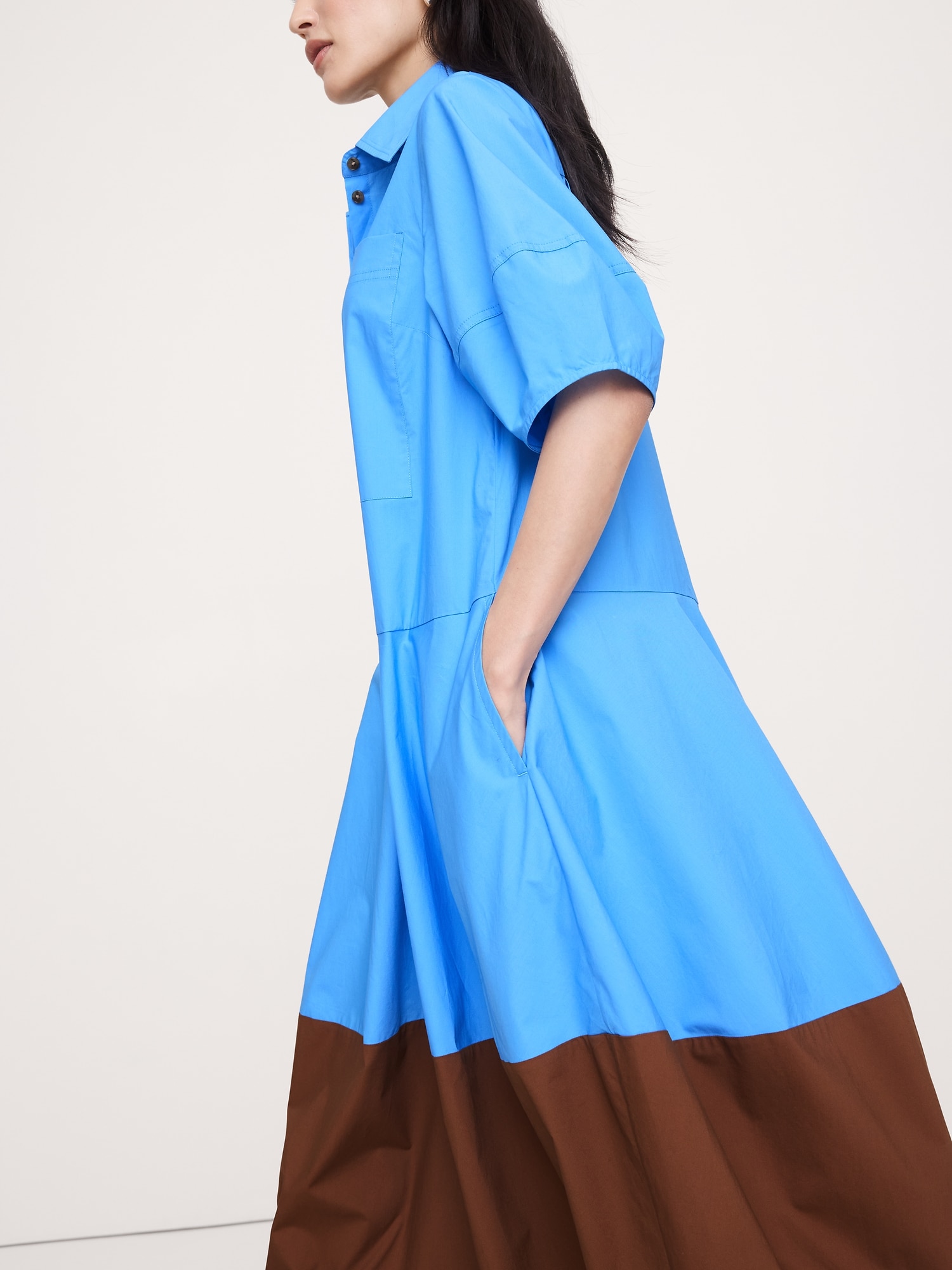 Image number 3 showing, Cotton Poplin Barrel Shirt Dress