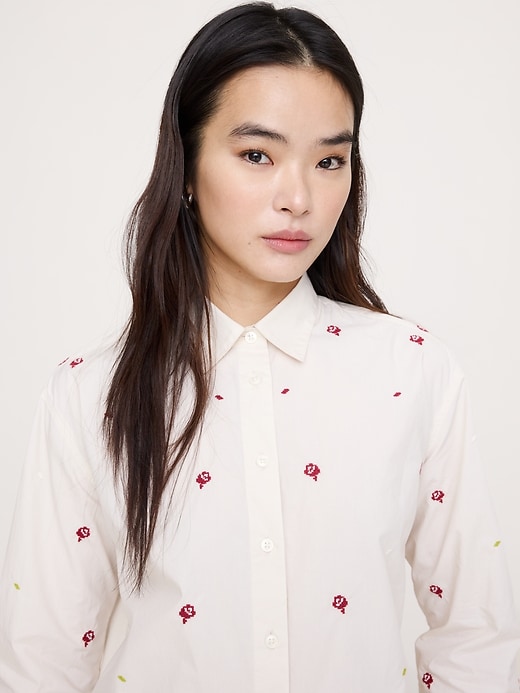 The Oversized Embroidered Shirt | Banana Republic