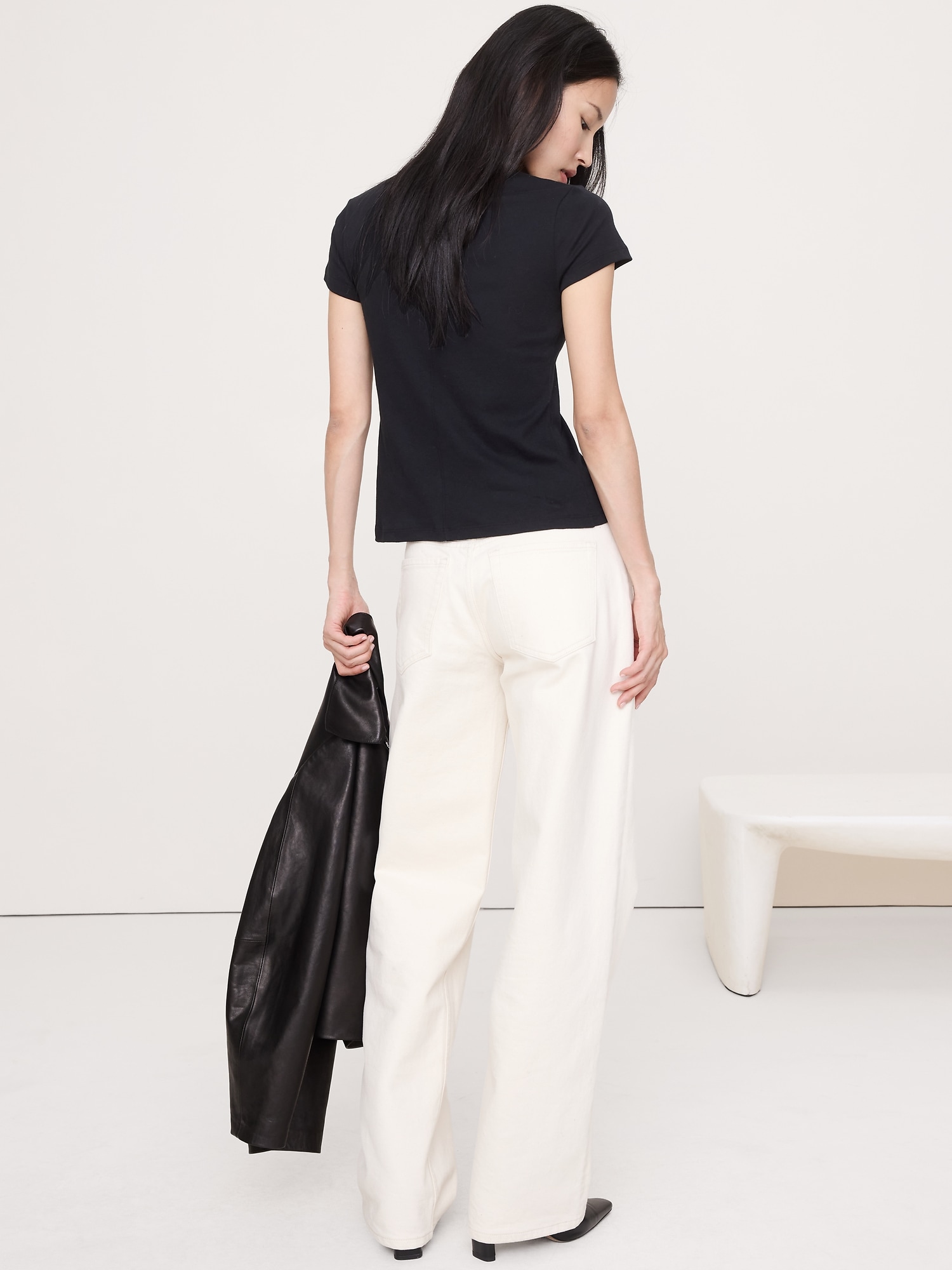 Image number 2 showing, Baby Rib Cotton Mock-Neck T-Shirt