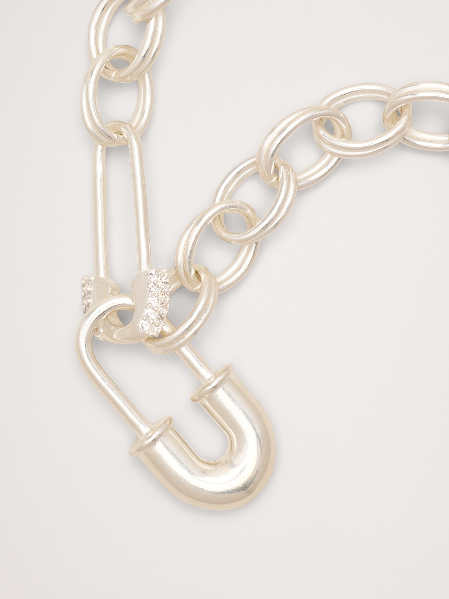 Image number 3 showing, Rhinestone Safety Pin Chain Necklace