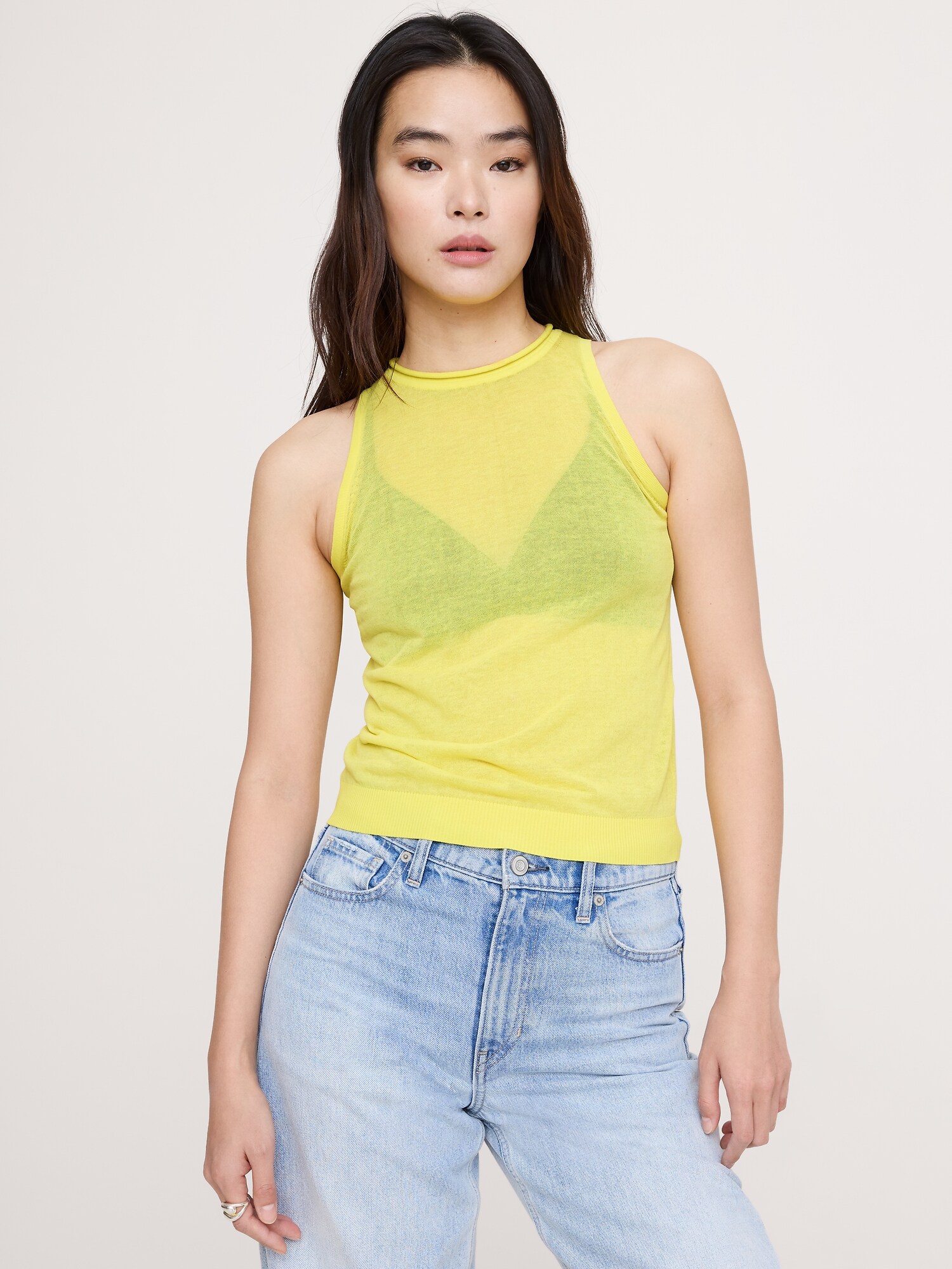 CAMISOLE EN TRICOT DE COTON DIAPHANE ULTRA-FIN