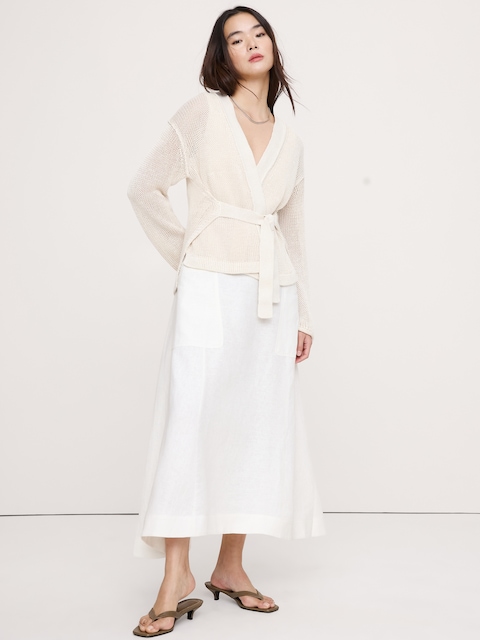 CARDIGAN CACHE-CŒUR EN LIN CLASSIQUE
