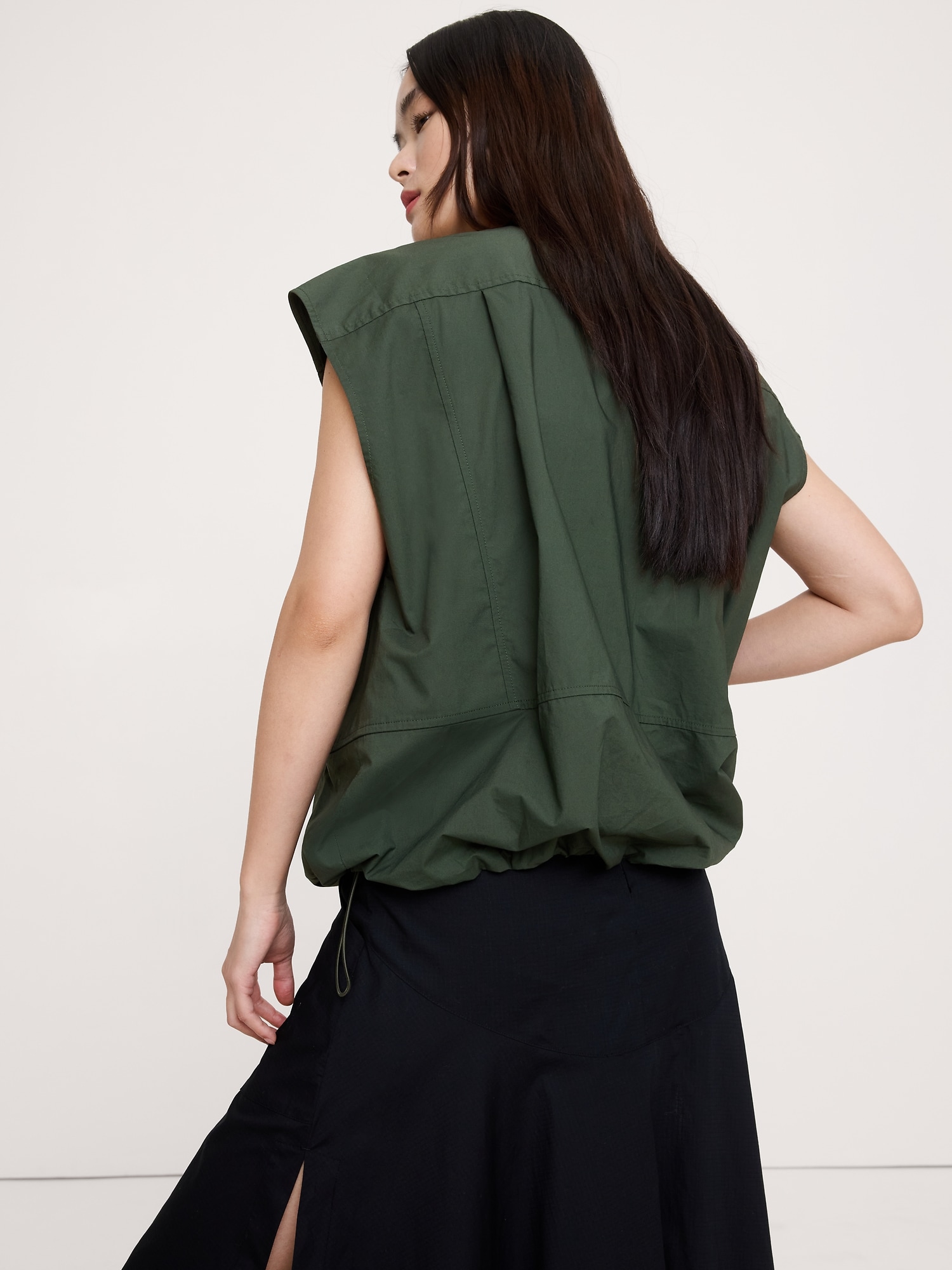 L'image numéro 4 présente Haut à ourlet ballon en popeline de coton