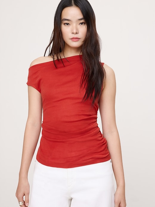 Image number 1 showing, Airy Cotton Asymmetrical Tank