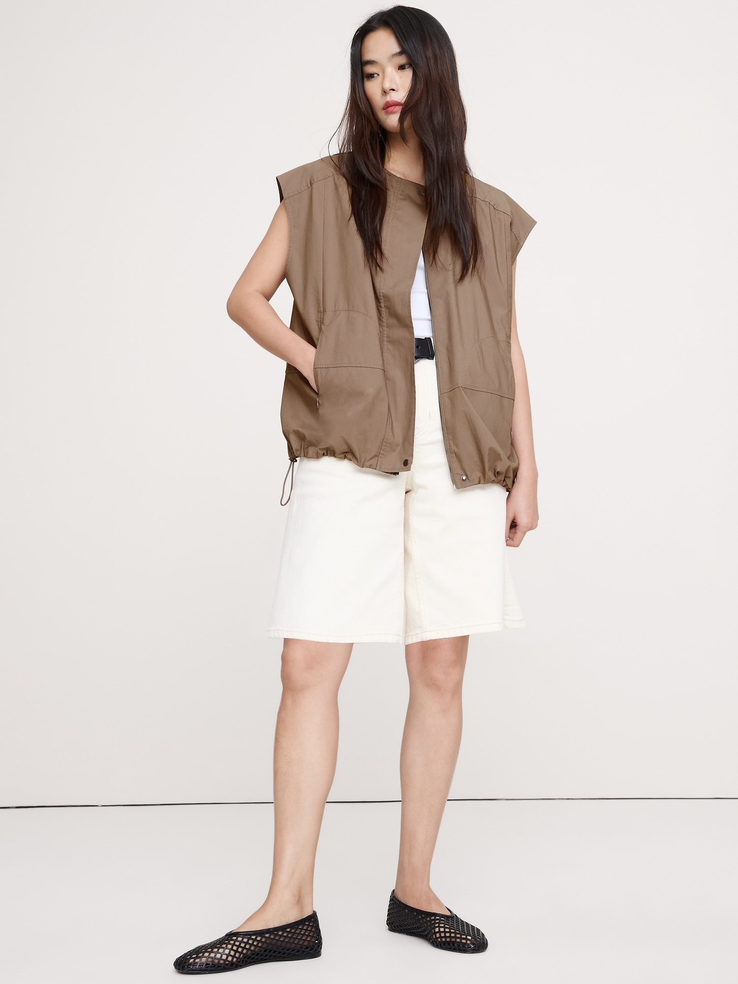 HAUT À OURLET BALLON EN POPELINE DE COTON