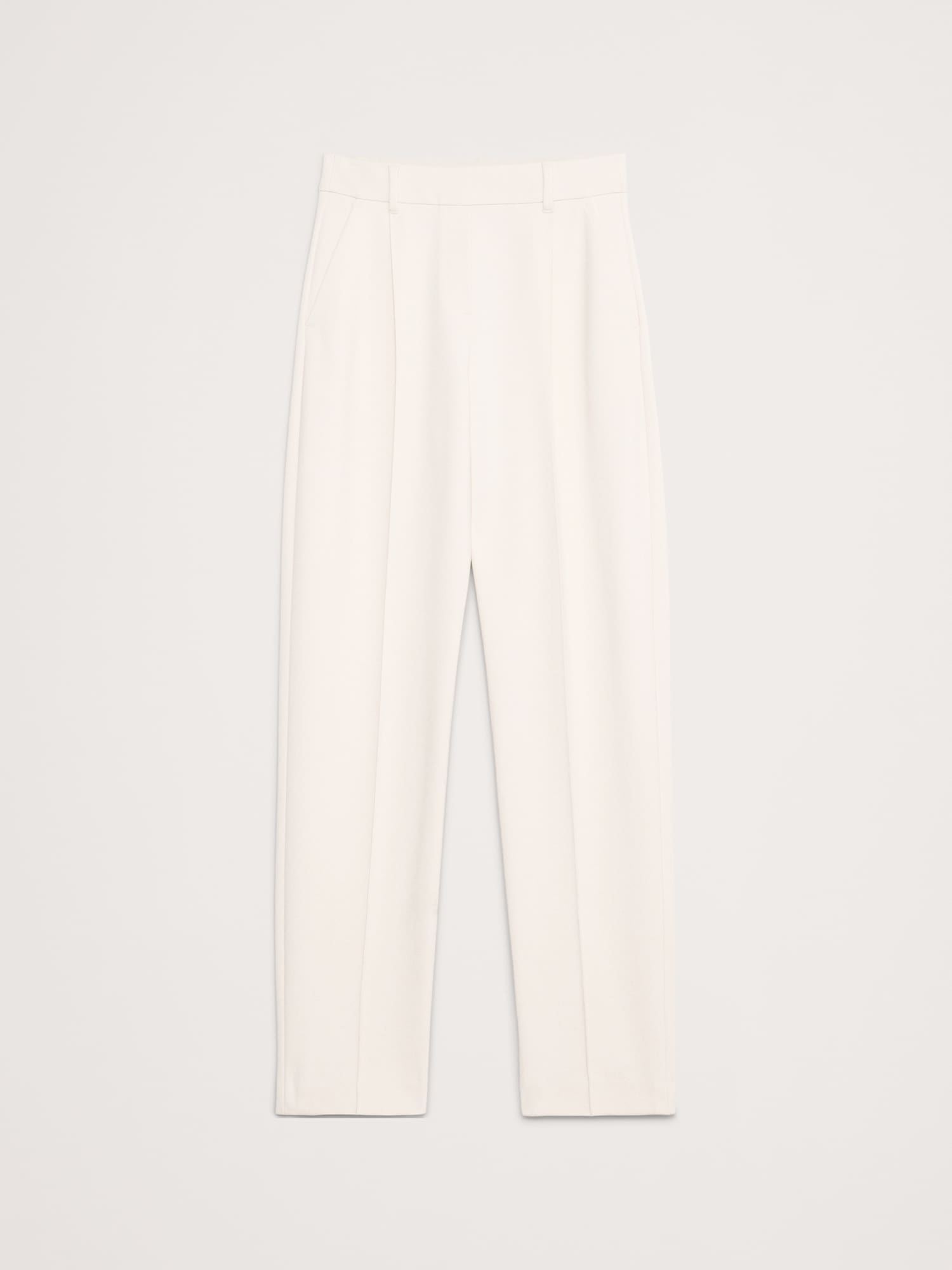 L'image numéro 8 présente Pantalon à taille haute extensible, jambe fuselée, en tricot point de Rome fluide