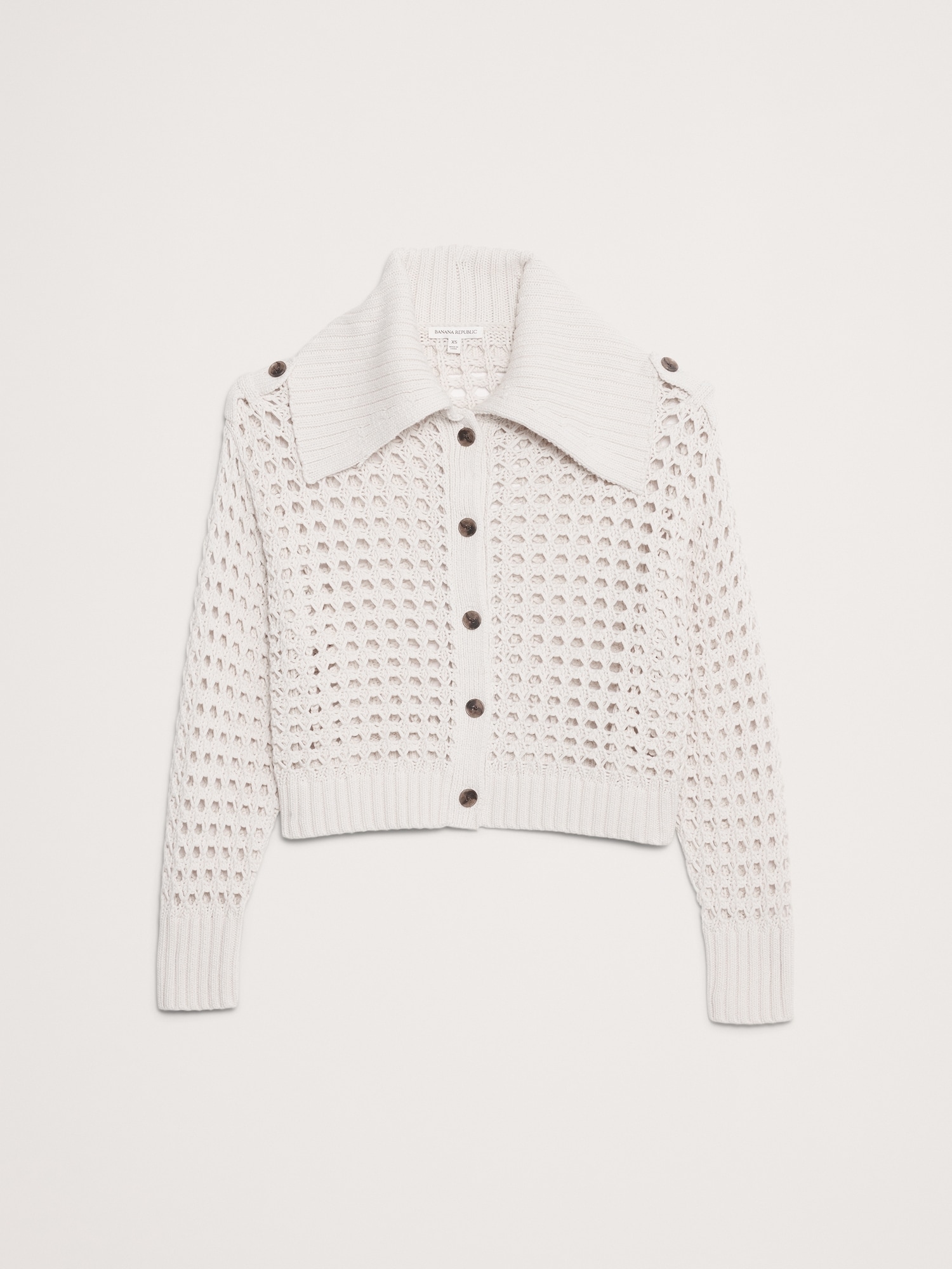 L'image numéro 7 présente Cardigan à points ajourés en coton