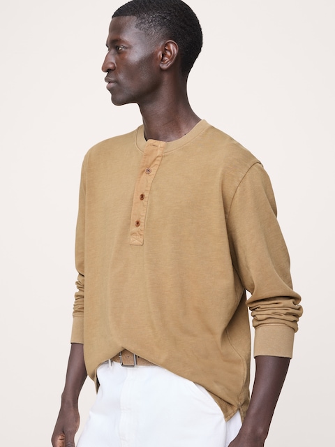 T-SHIRT HENLEY CLASSIQUE EN COTON FLAMMÉ