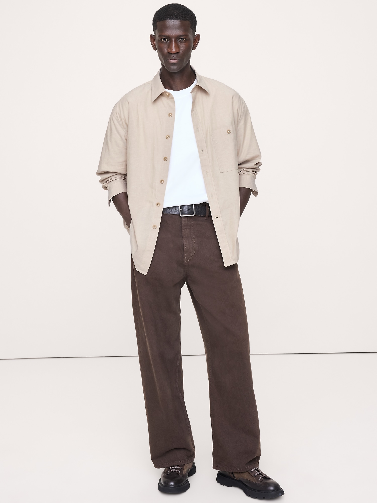 CHEMISE DÉCONTRACTÉE EN POPELINE DE COTON DÉLAVÉE