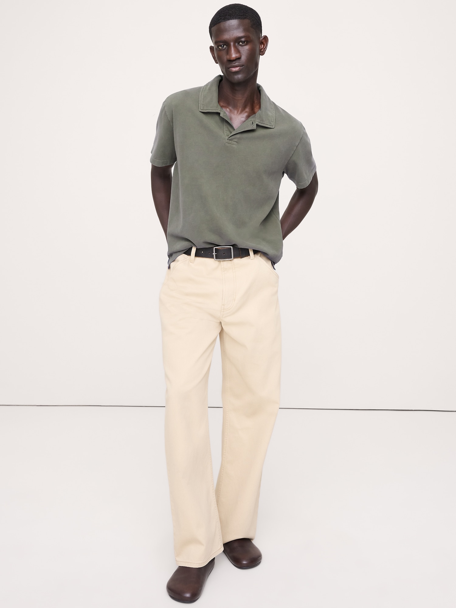 Image number 1 showing, Relaxed Sueded Cotton Polo