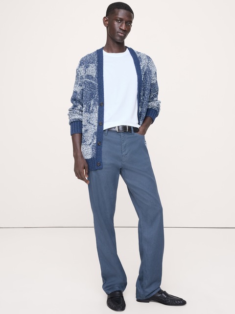 PANTALON VOYAGEUR DROIT EN LIN ET COTON