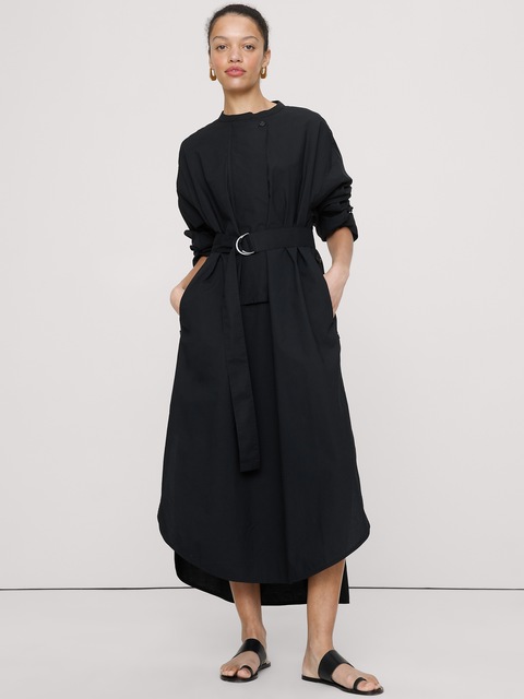 ROBE-CHEMISIER À GROS BOUTONS EN POPELINE DE COTON