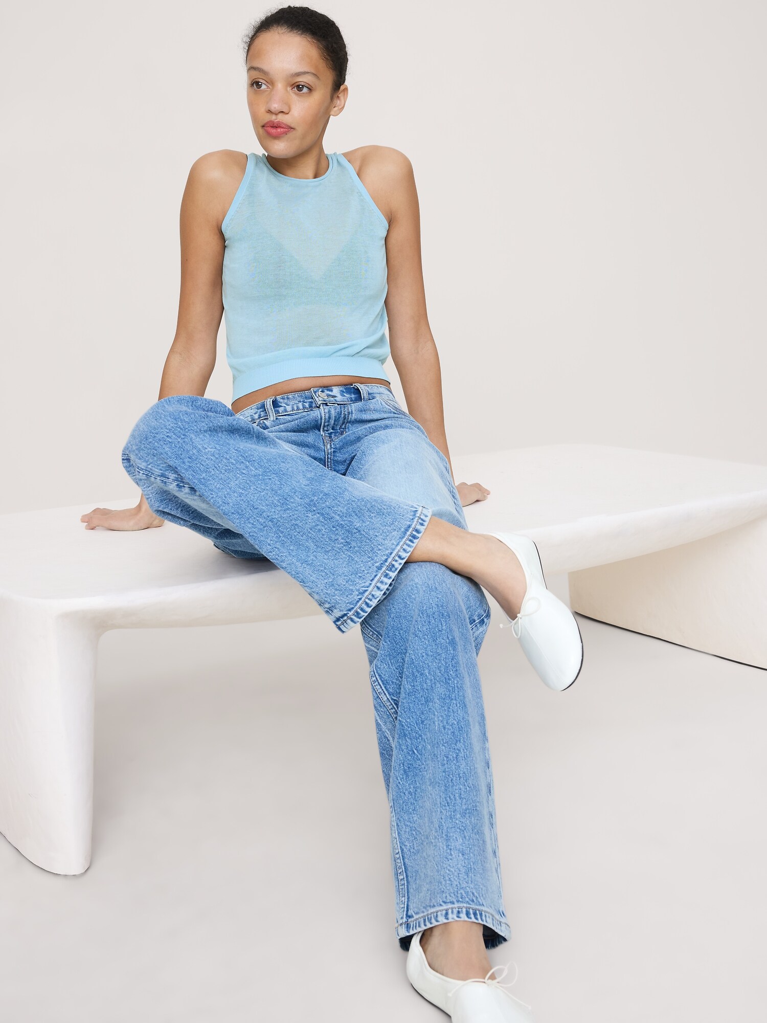 CAMISOLE EN TRICOT DE COTON DIAPHANE ULTRA-FIN