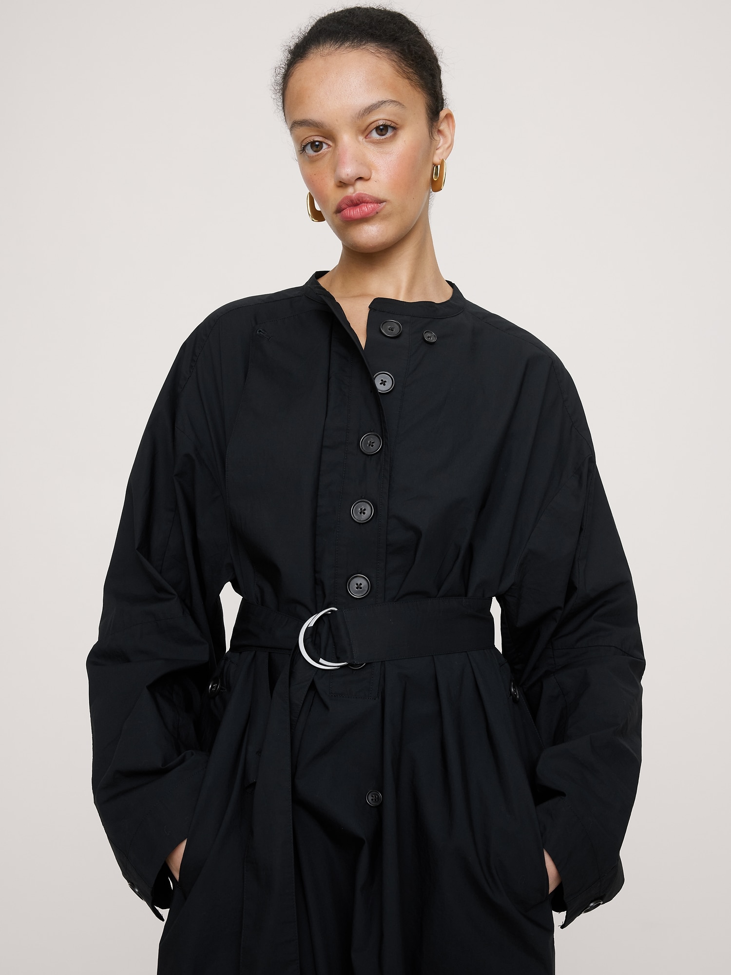Image number 3 showing, Cotton Poplin Big-Button Shirt Dress