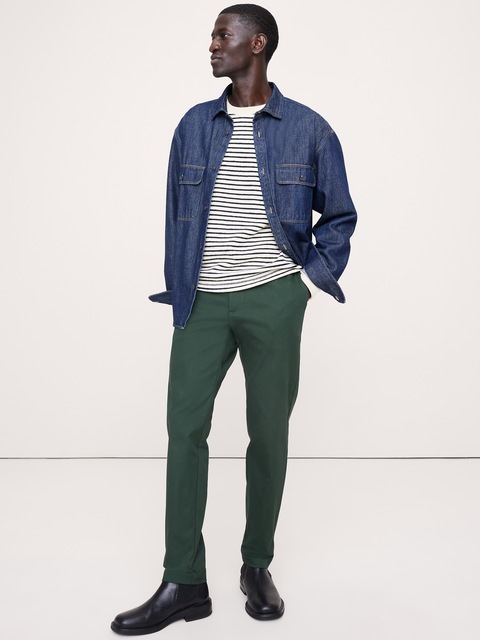 PANTALON À COUPE ATHLÉTIQUE EN CHINO EXTENSIBLE ITALIEN