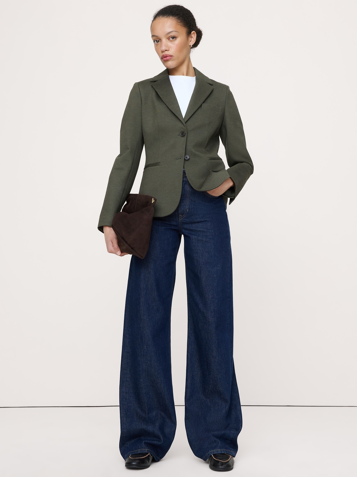 BLAZER TOUT-ALLER AJUSTÉ EN TRICOT POINT DE ROME