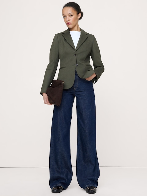 BLAZER TOUT-ALLER AJUSTÉ EN TRICOT POINT DE ROME