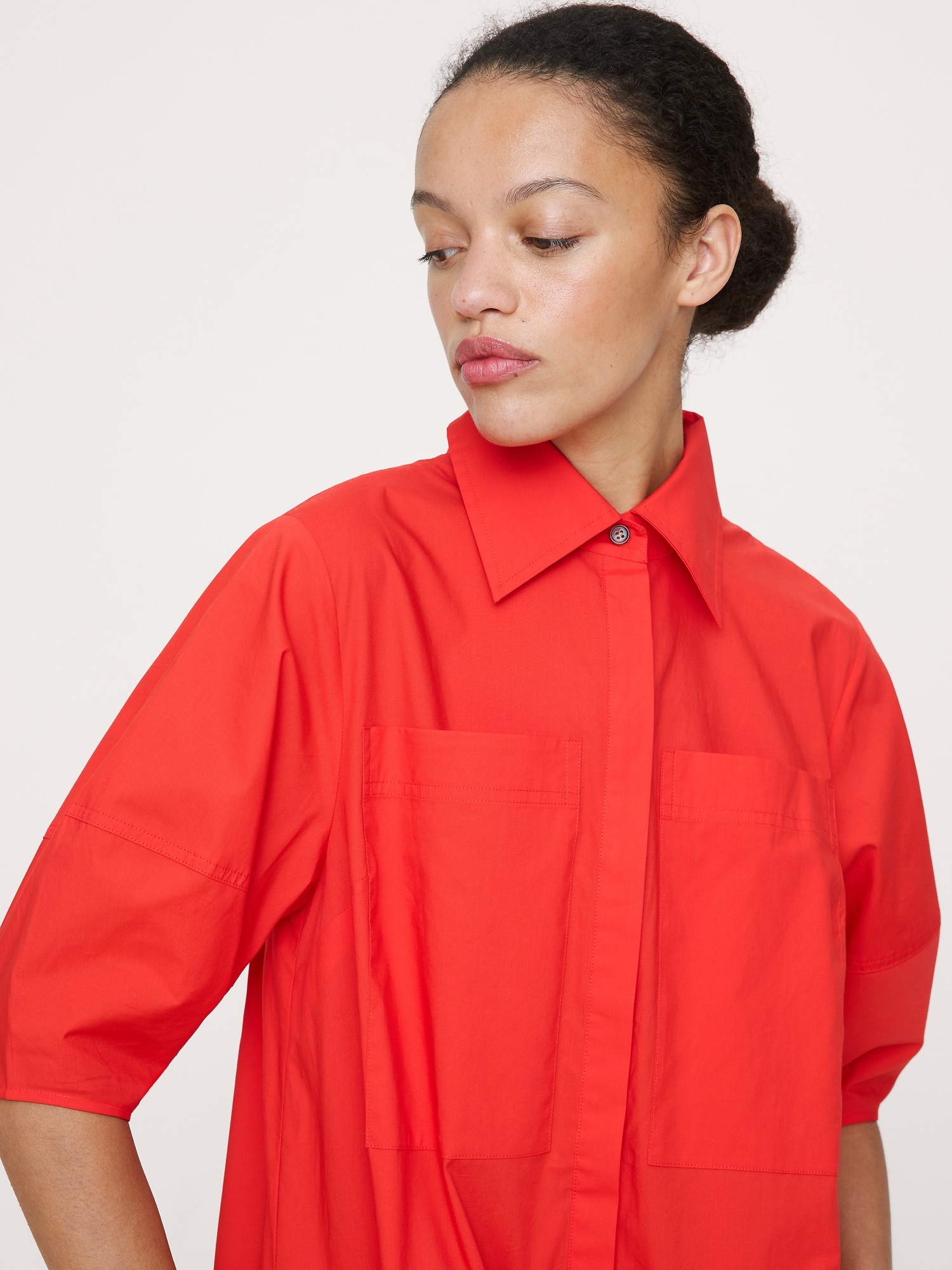 Image number 5 showing, Cotton Poplin Barrel Shirt Dress