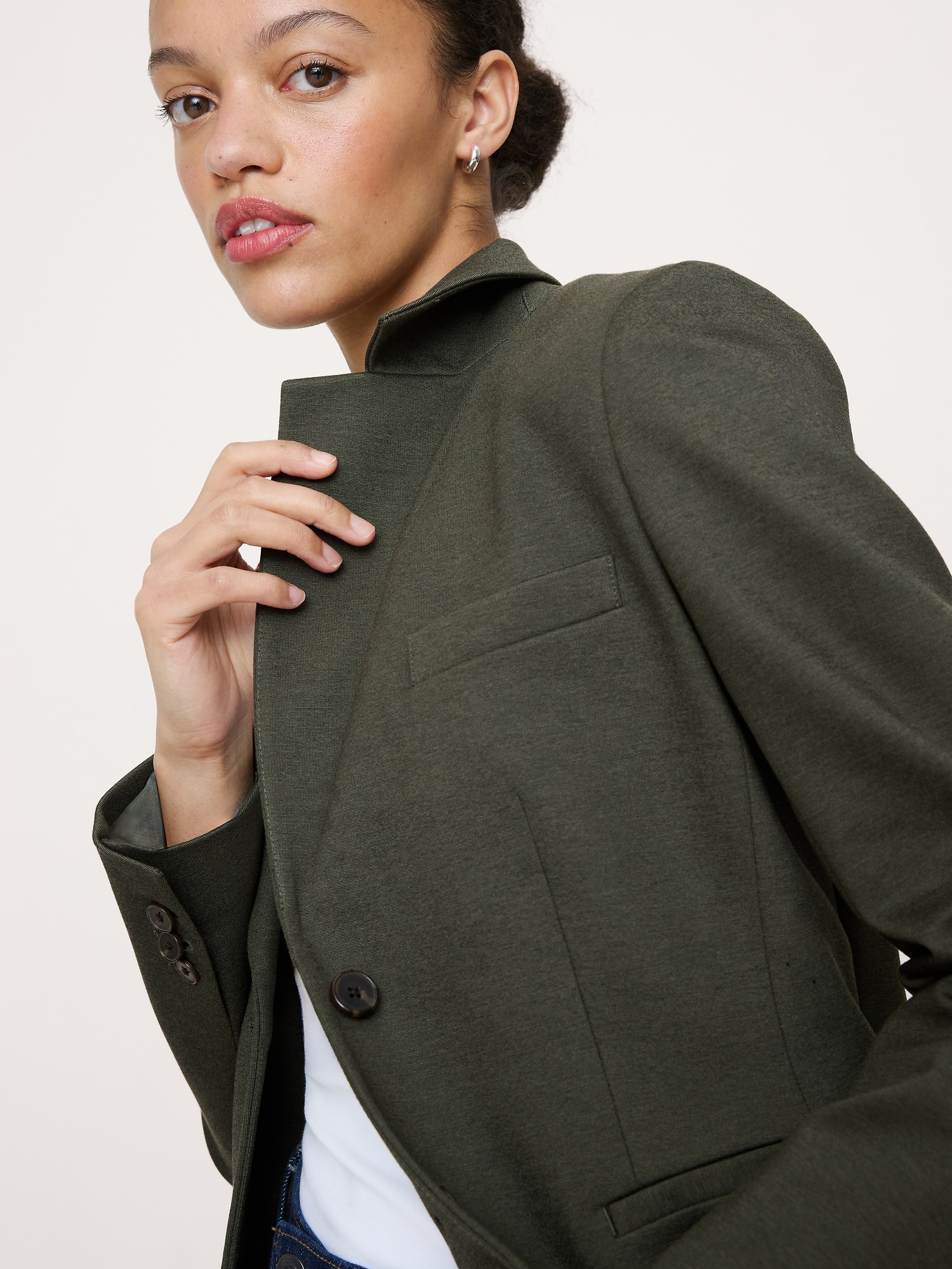 L'image numéro 4 présente Blazer tout-aller ajusté en tricot point de Rome