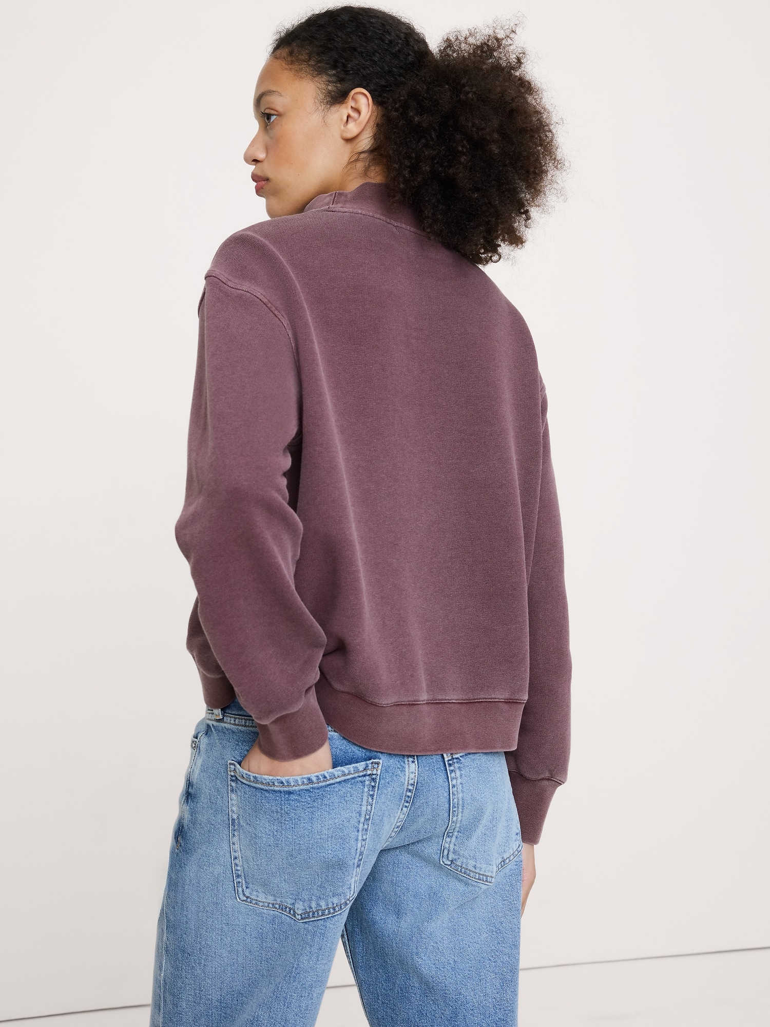 Image number 2 showing, French Terry Mock-Neck Sweatshirt