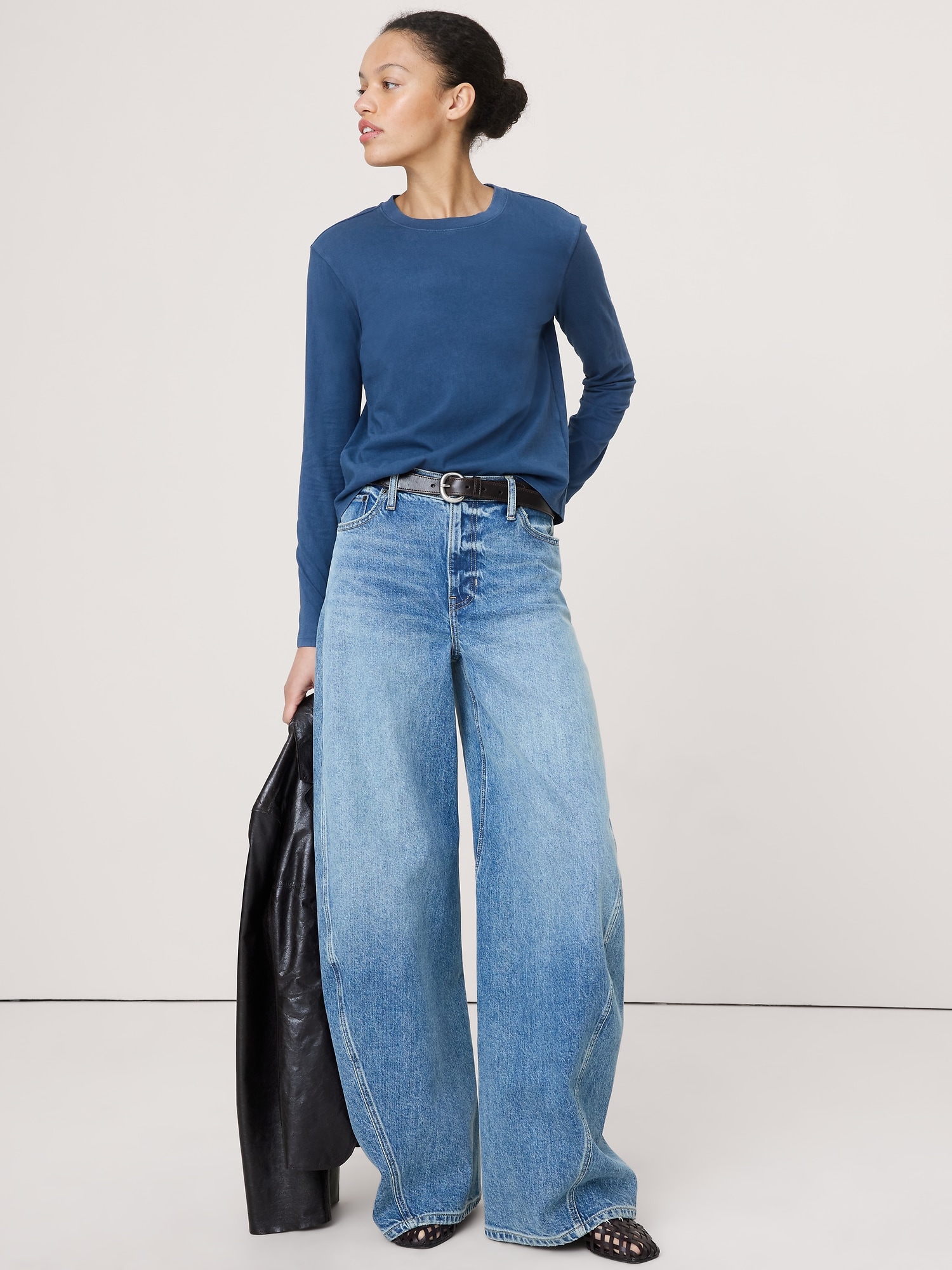 T-SHIRT RÉTRO À MANCHES LONGUES EN COTON