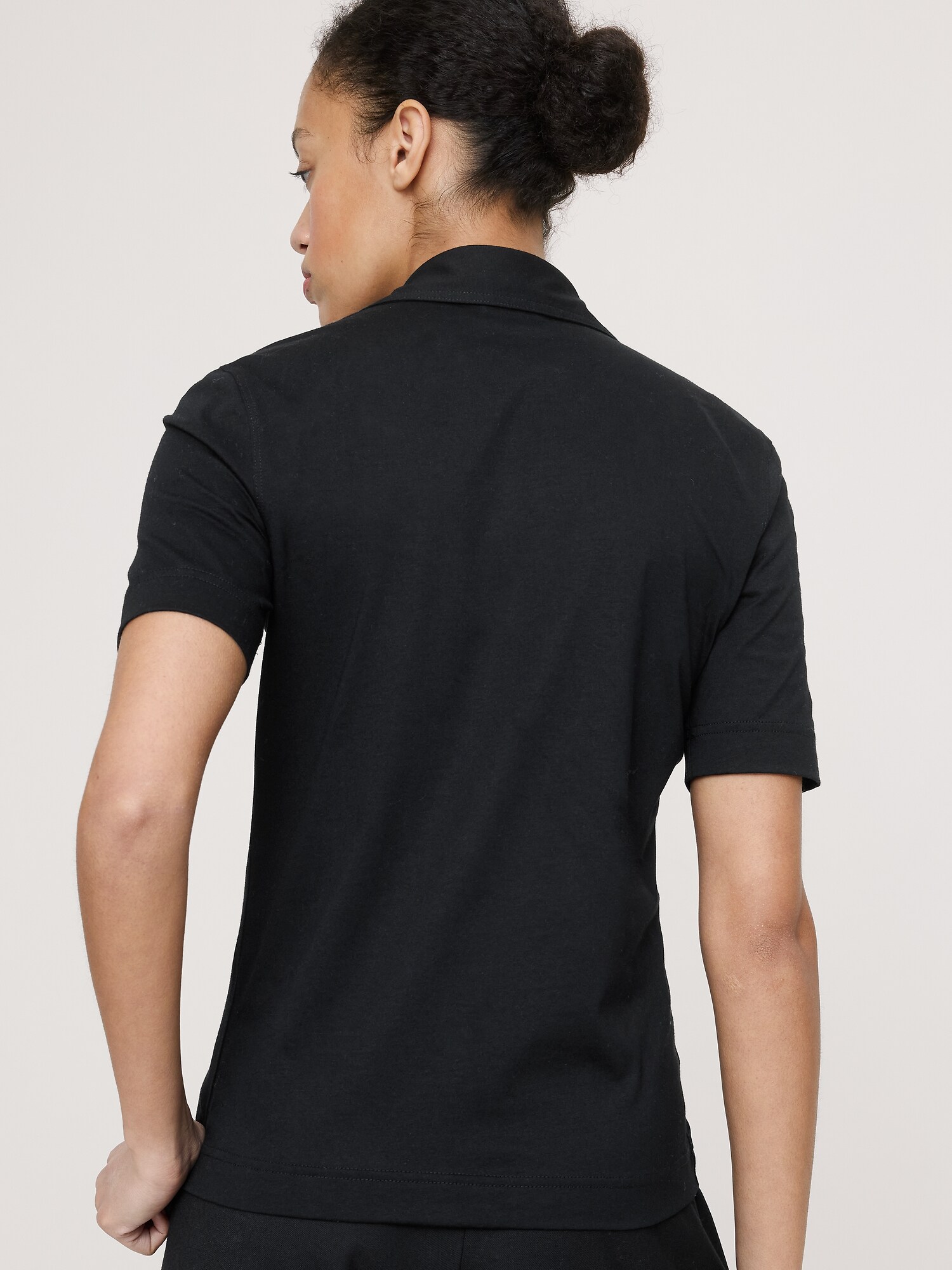 Image number 2 showing, Silky Cotton Short-Sleeve Button-Down Top