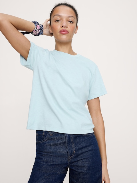 T-SHIRT RAS DU COU EN COTON FLAMMÉ