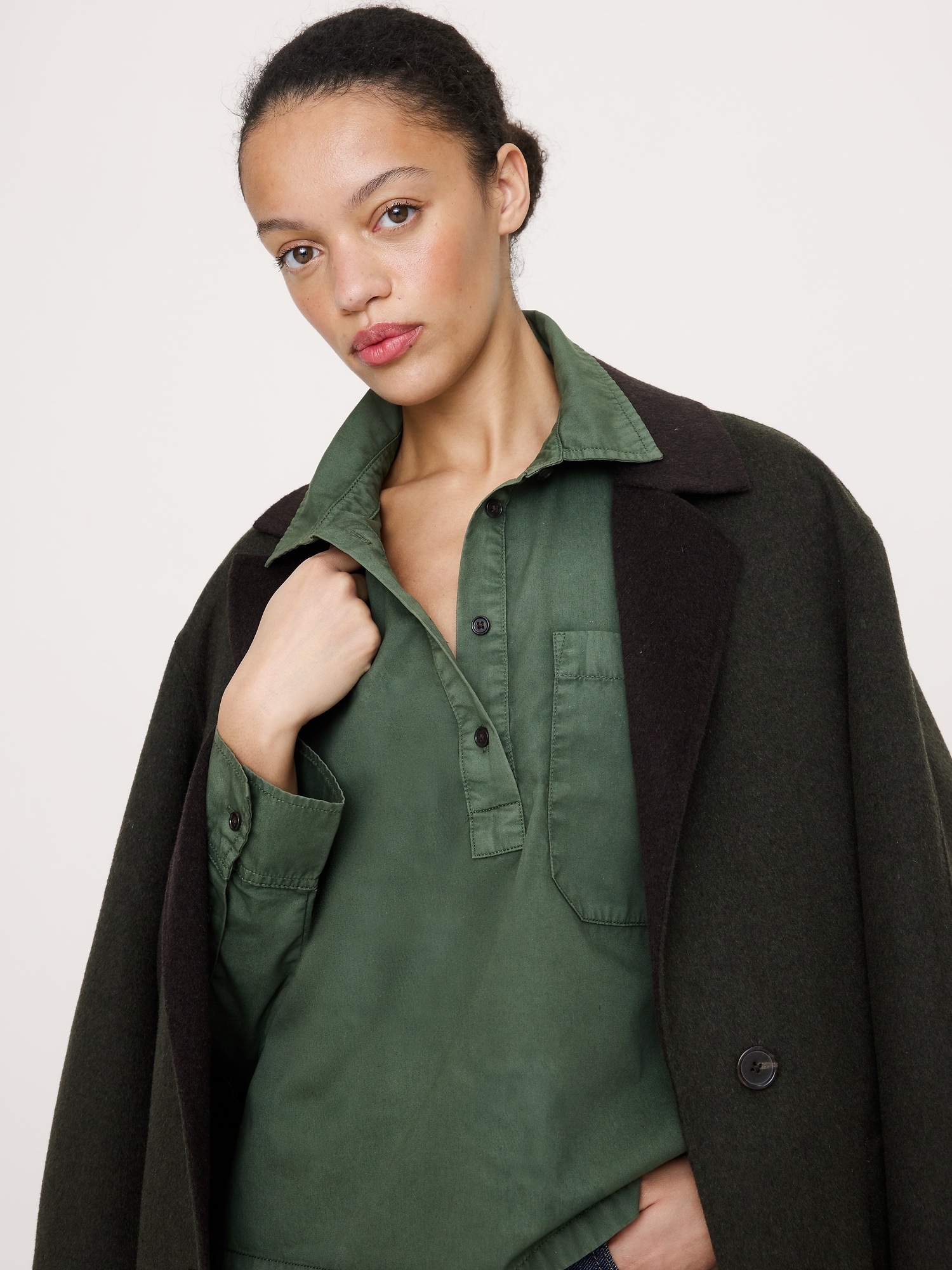 Image number 3 showing, Oversized Cotton Twill Popover Shirt
