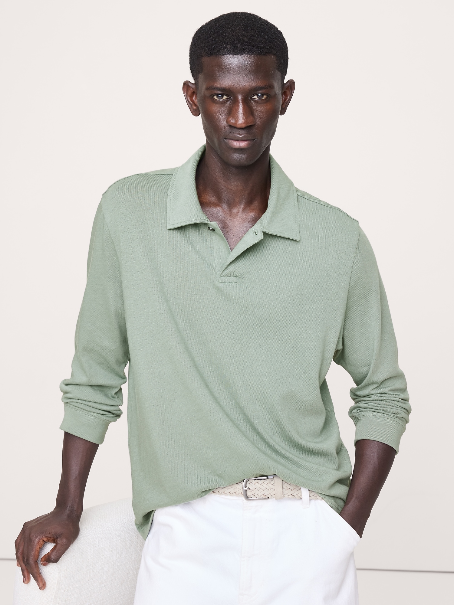 Cotton Jersey Long-Sleeve Polo