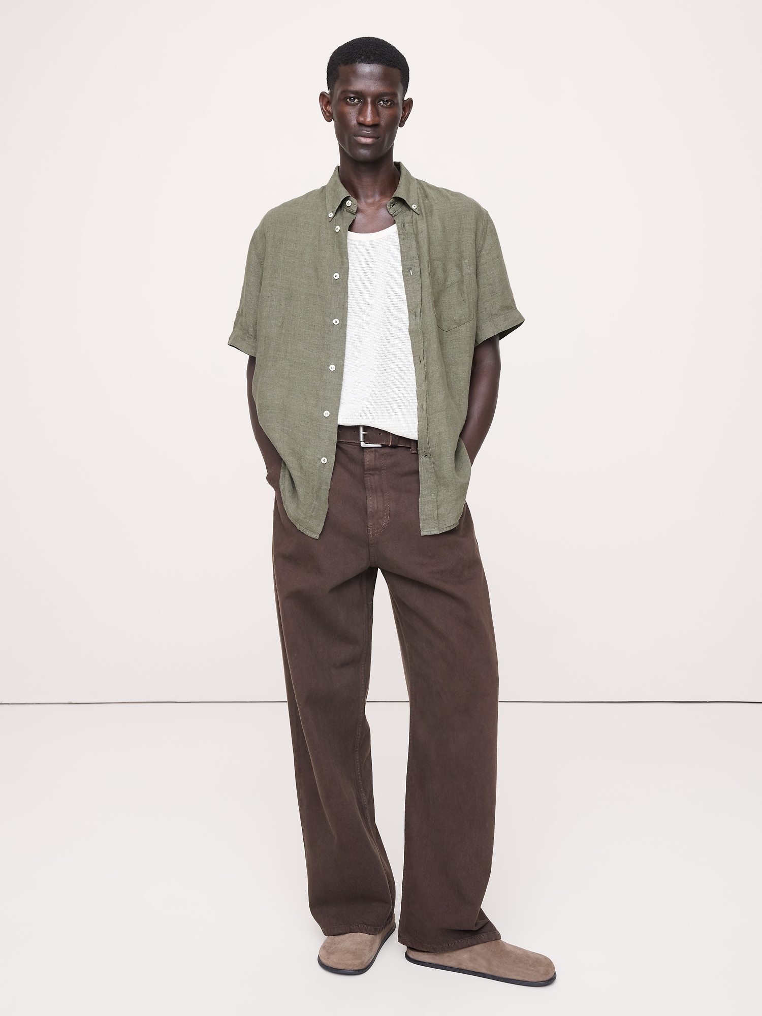 Image number 6 showing, Standard-Fit Linen Short-Sleeve Shirt