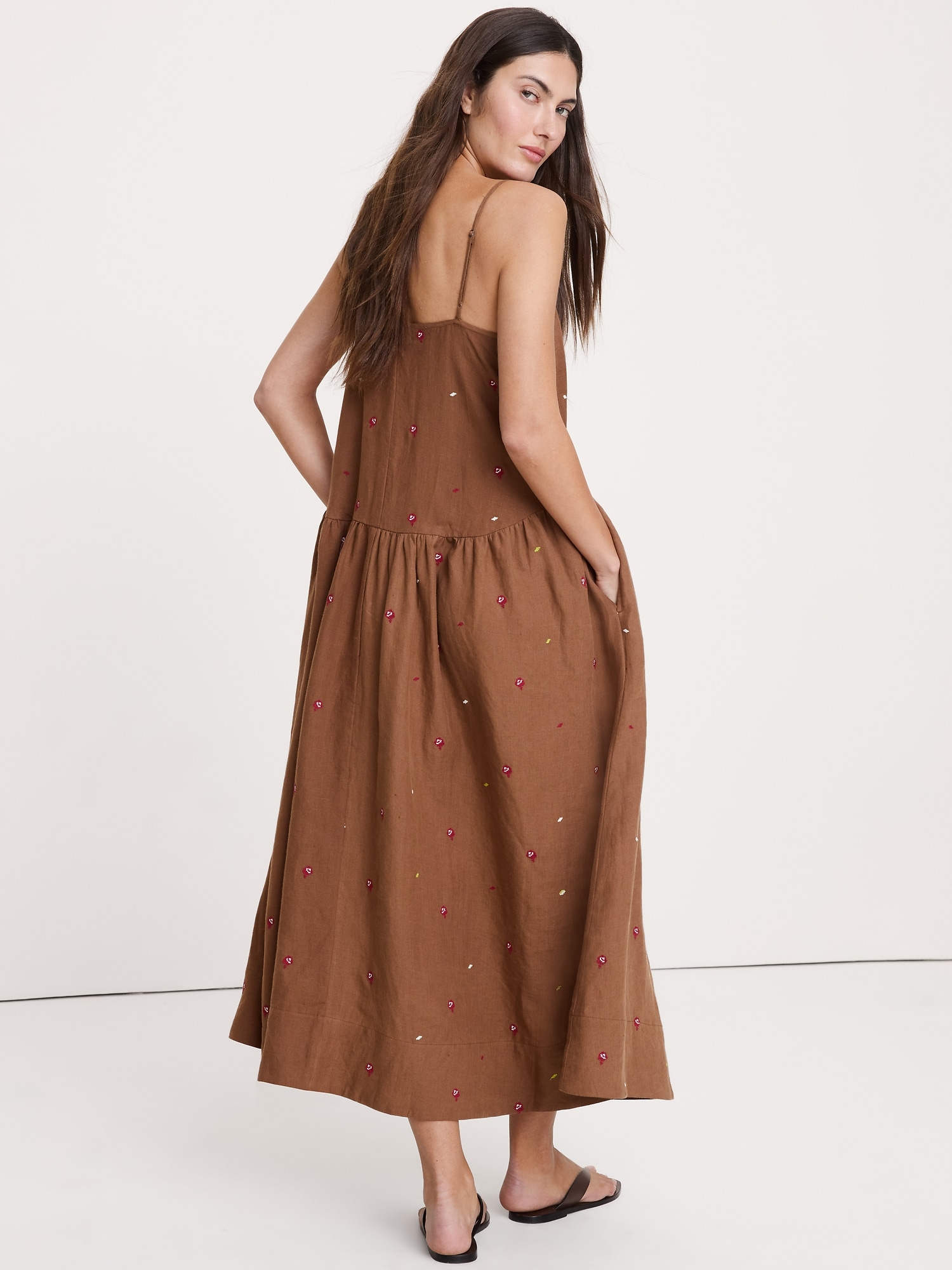 Image number 2 showing, Linen Drop-Waist Maxi Dress