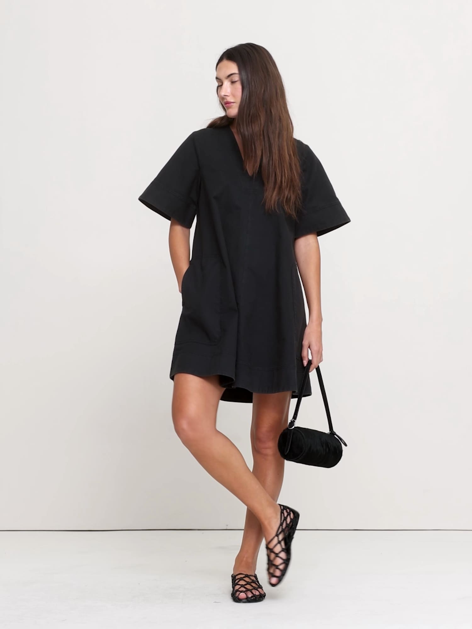 Cotton Canvas Mini Dress
