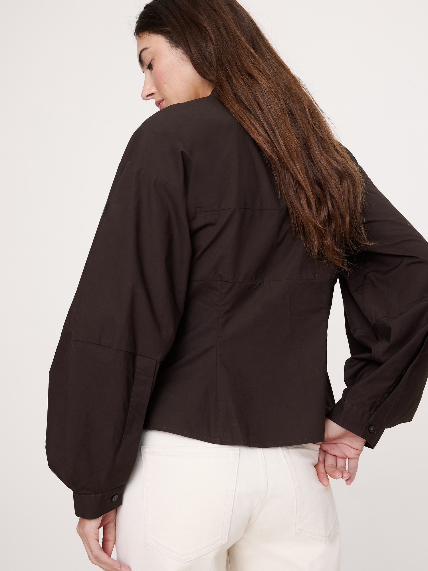 L'image numéro 2 présente Chemisier en popeline de coton à manches bouffantes